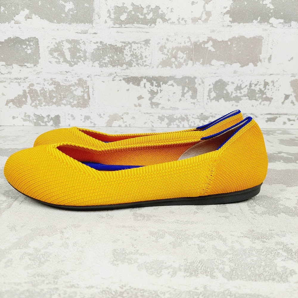 New Rothy's The Flat Yellow Knit Round Toe Slip On Loafers E1010